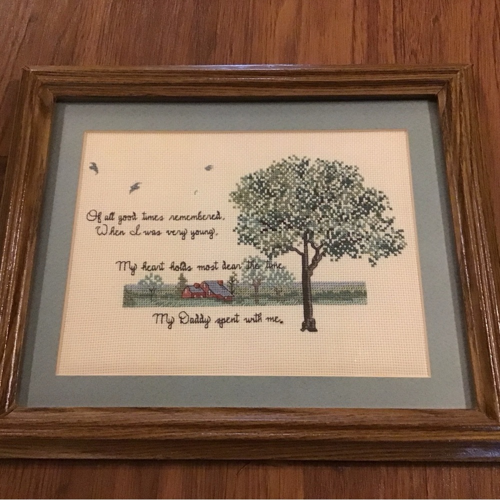 Vintage 90’s Daddy Memories Framed Cross Stitch Art